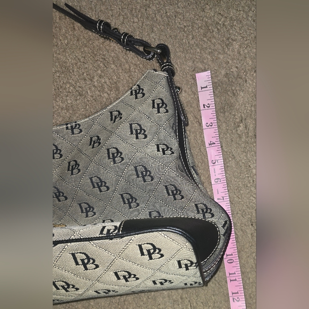 Dooney & Bourke Erica Gray Canvas Black Leather DB Printed Hobo Shoulder Bag - Picture 13 of 14